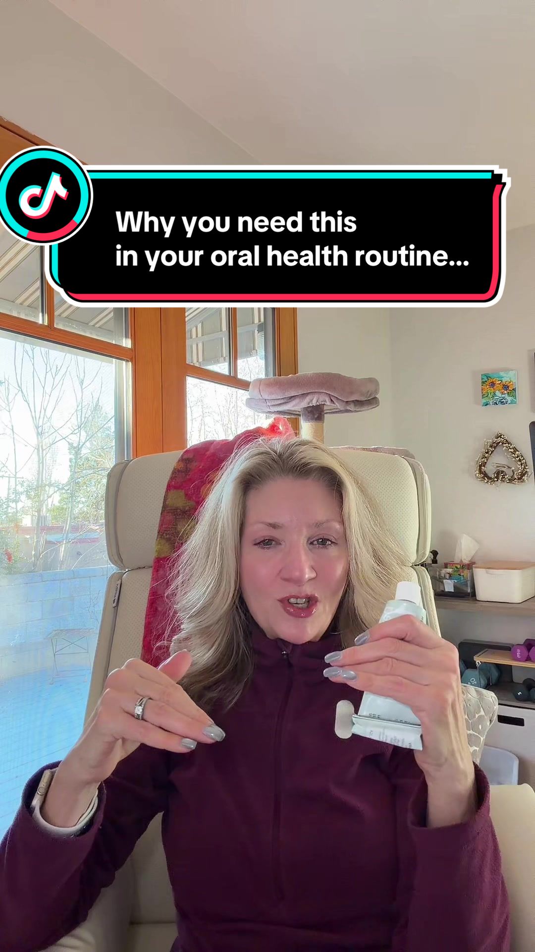 TikTok post by @desireeturner226 for Davids Natural Toothpaste. Caption reads: Perimenopause? Heads up! Oral care is of great....