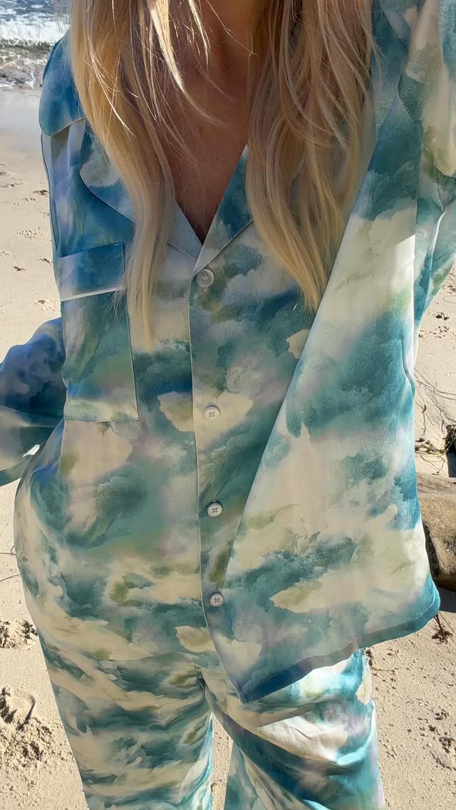 Instagram post by @jamielynkane for Eberjey. Caption reads: Slow mornings by the beach in @eberjey 's new....