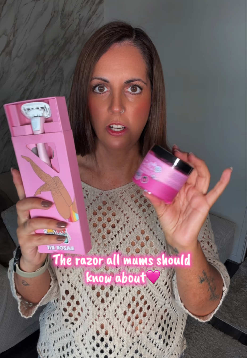 TikTok post by @julieirwin07 for Mallows Beauty. Caption reads: [...] razor @Mallows #shaving #razor....