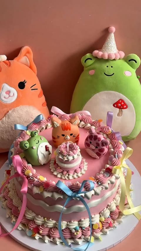 Instagram post by @bakesbyher for Jazwares. Caption reads: Let’s decorate a cake for Squishmallows! These....