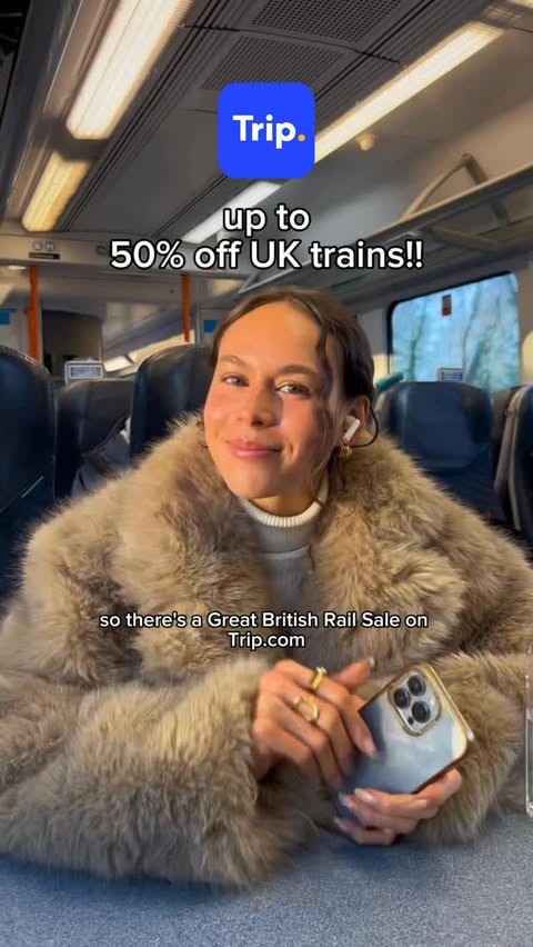 Instagram post by @melchekaoui for Trip.com. Caption reads: [...] 200th Anniversary of British Rail on....