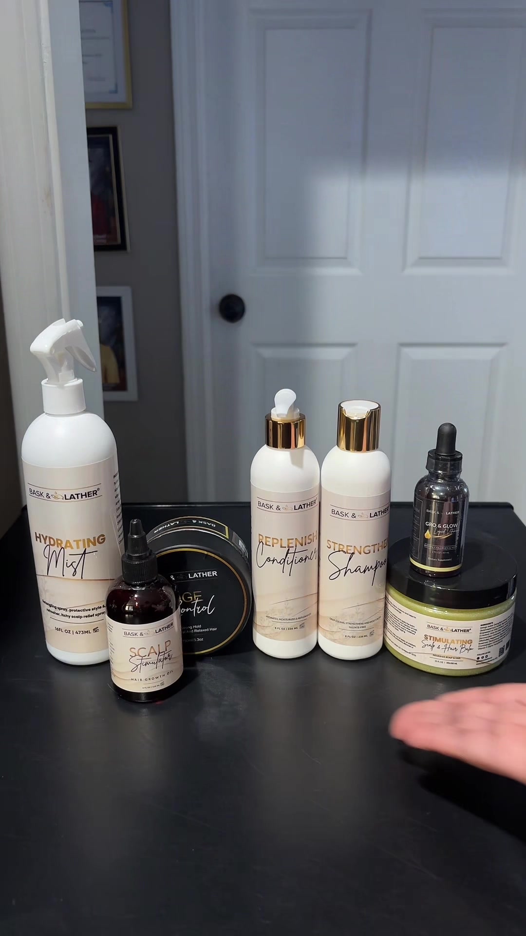 TikTok post by @da_blackrose for Bask and Lather Co. Caption reads: [...] stimulator and hydration kit @Bask and....