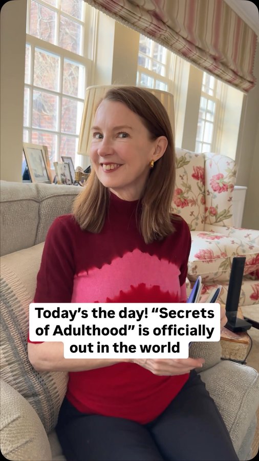 Instagram post by @gretchenrubin for Crown Publishing. Caption reads: Today's the day—"Secrets of Adulthood" is....
