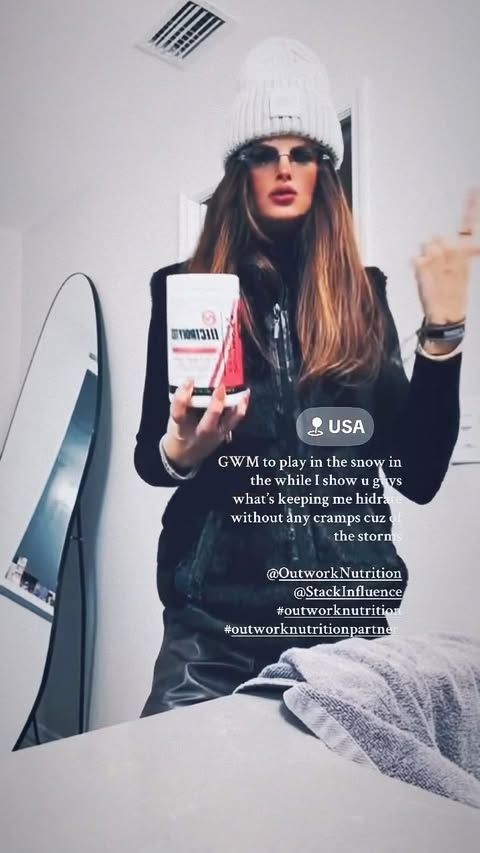 Instagram post by @lamaga__nyc for Outwork Nutrition. Caption reads: [...] cramps in this low degrees storms....