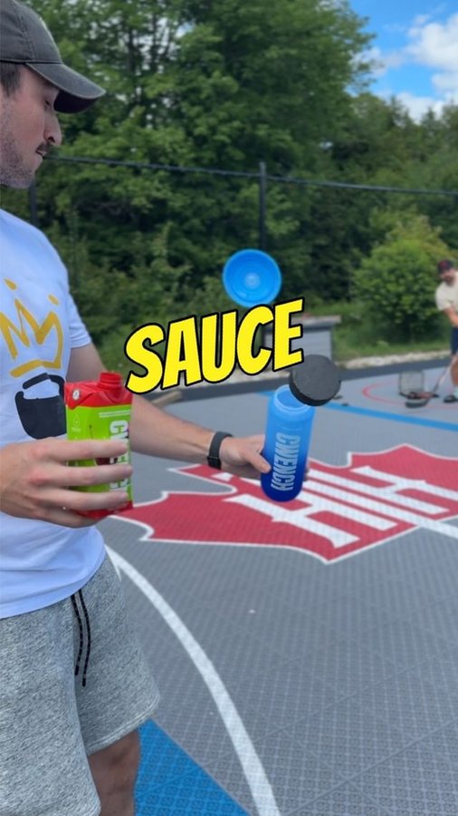 Instagram post by @puckdaddy for CWENCH Hydration. Caption reads: [...] got that on ice chemistry with 😁....