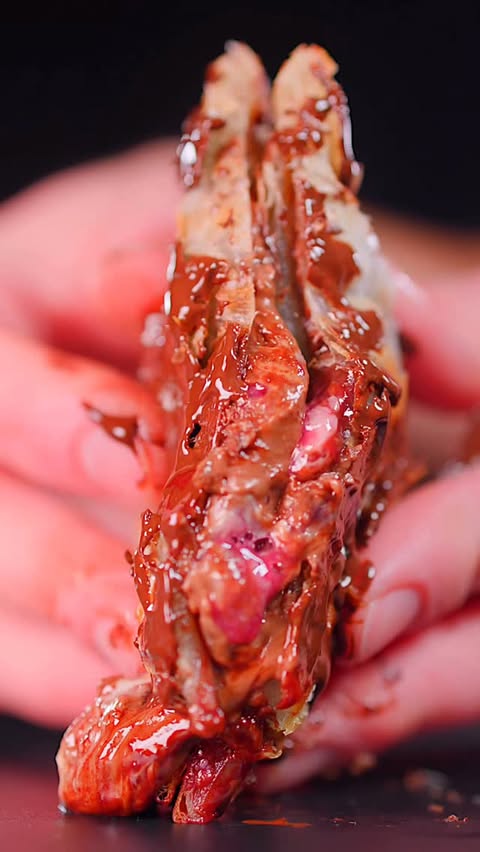 Instagram post by @colin.wingerter_ for Tru Fru. Caption reads: Chocolate Raspberry Puff Pockets using @trufru 🍫....