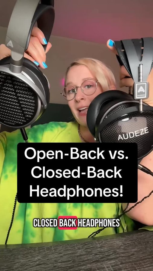 Instagram post by @datachild for Audeze. Caption reads: [...] vs. closed-back headphones with....