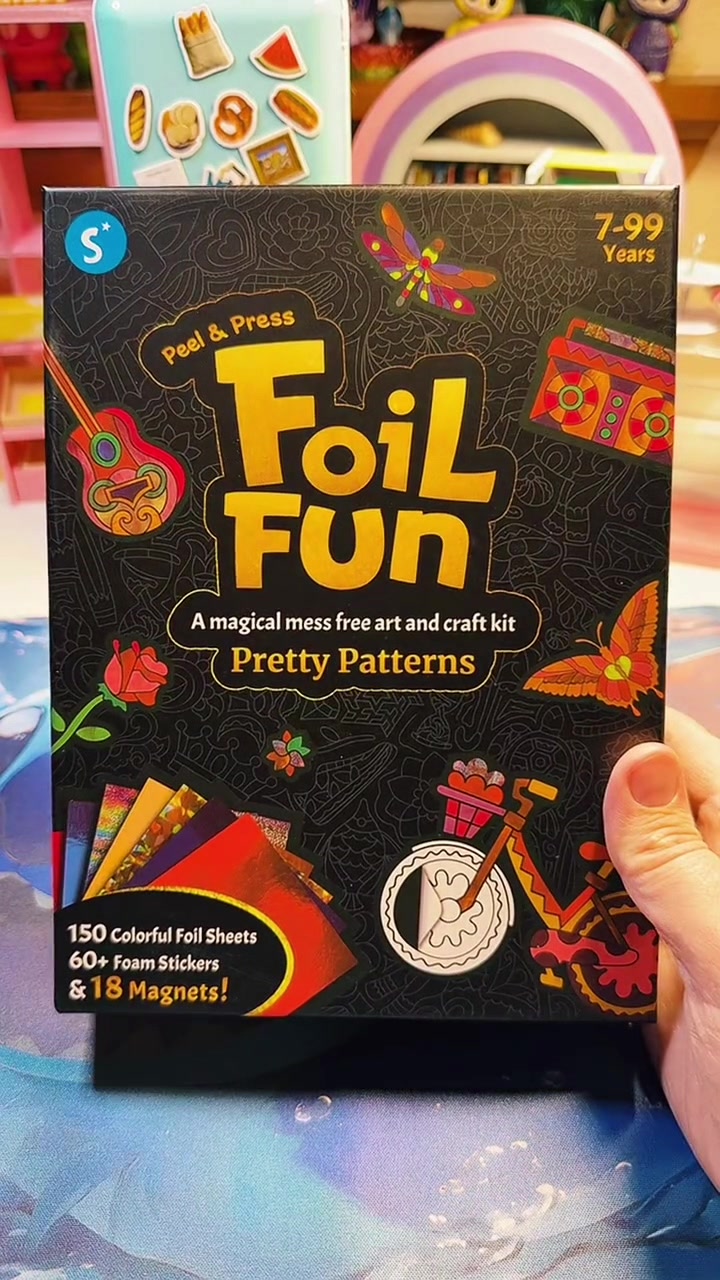 TikTok post by @rainbowdiscoveryrealm for Skillmatics. Caption reads: [...] Check it out on the link. #foilfun....