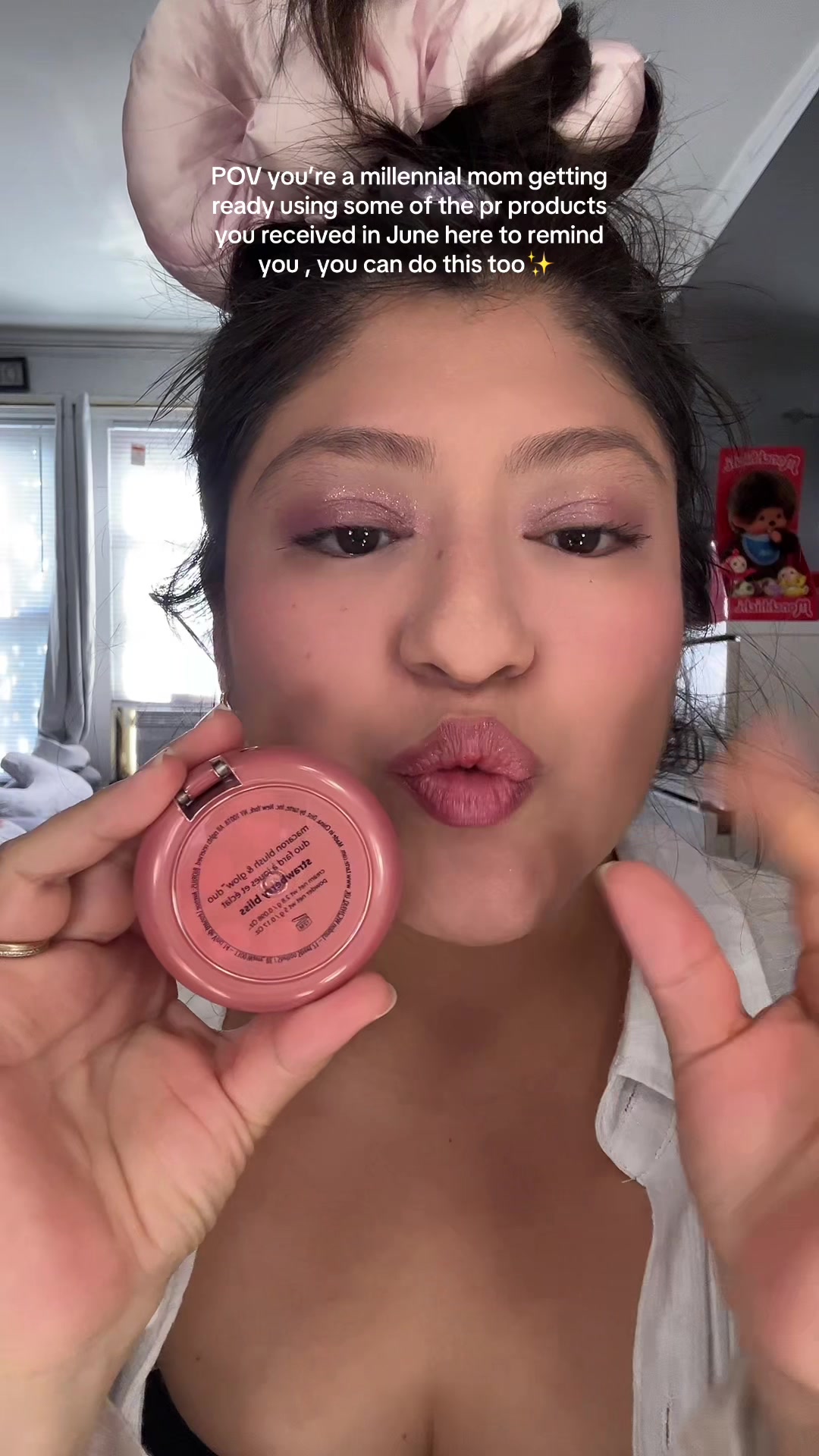 TikTok post by @carmenx3m for EM Cosmetics. Caption reads: [...] @Benefit Cosmetics @IVY Beauty @EM Cosmetics....