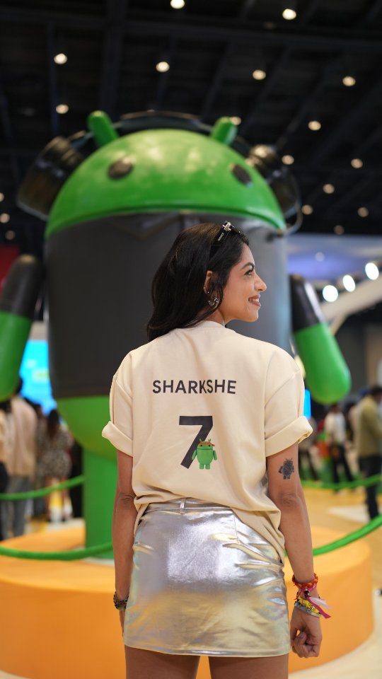 Instagram post by @sharkshe_ for Google India. Caption reads: Had the best time at AndroidLand with my fellow....