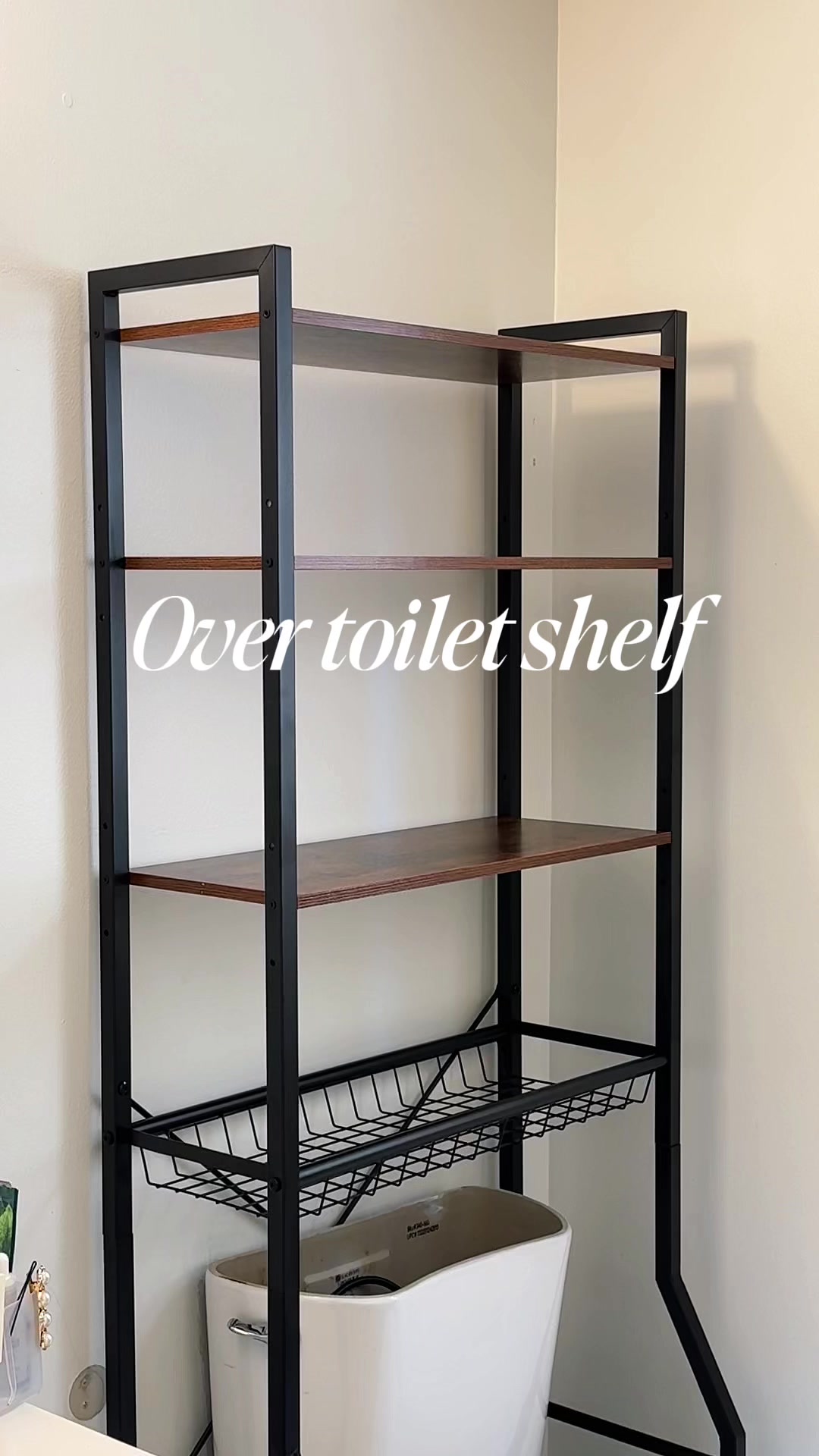 TikTok post by @leila_ugc3 for Sweetcrispy S. Caption reads: [...] with this over the toilet shelf @Sweetcrispy....