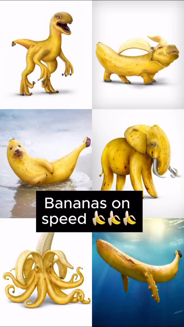 Instagram post by @spielsinn for Adobe Photoshop. Caption reads: Bananas on speed 🍌🍌
A collection of my reels....