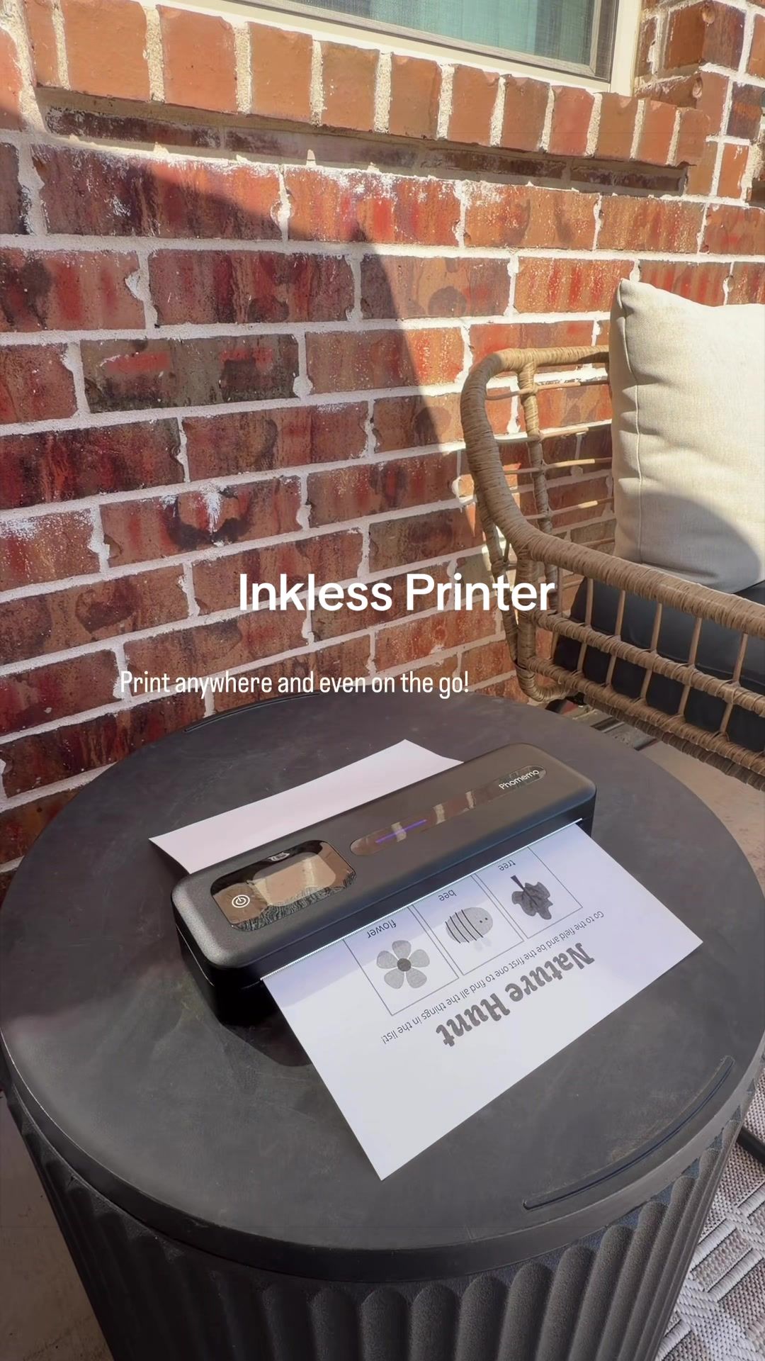 TikTok post by @myblessedhome for Phomemo. Caption reads: [...] inkless! #inklessprinter....