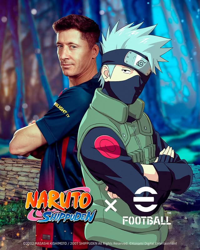 Instagram post by @_rl9 for eFootball. Caption reads: [...] x Kakashi card now available on @efootball!....