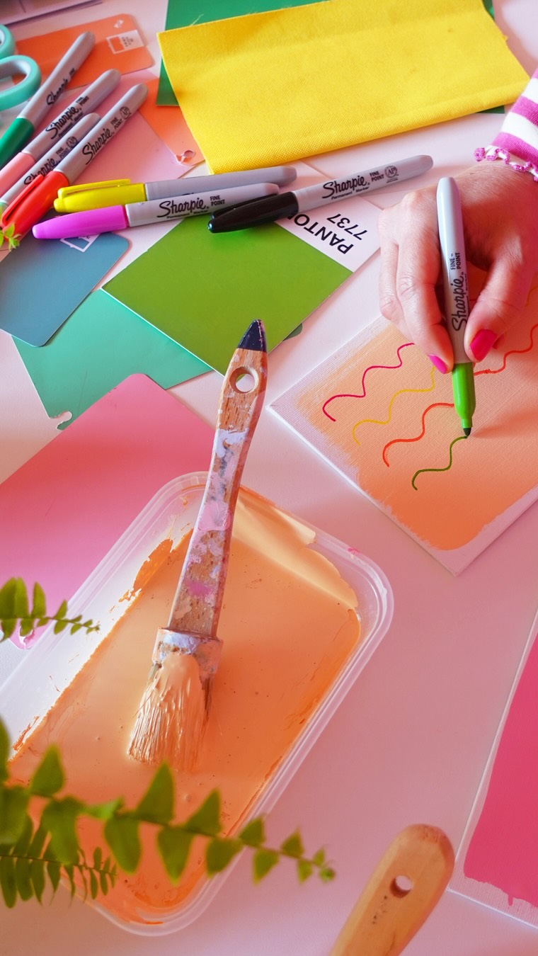 Instagram post by @therachelhendersonstudio for Sharpie. Caption reads: I wandered off into my own little Rachel world for....