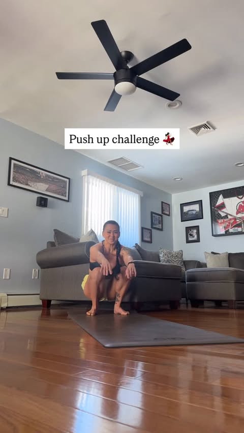 Instagram post by @laurasykora for Alo Yoga. Caption reads: Who’s in? 💪🏼💪🏼 @aloyoga x #AloPartner #Pushup....