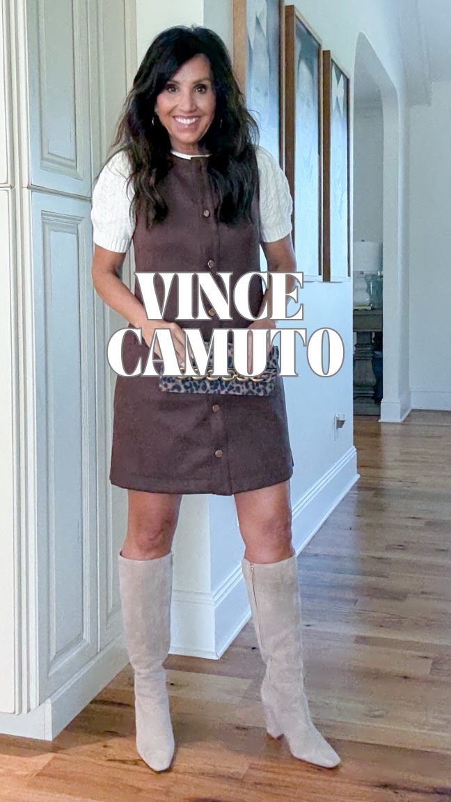 Instagram post by @cyndispivey for Vince Camuto. Caption reads: Like this post and comment “BOOTS” to receive a DM....