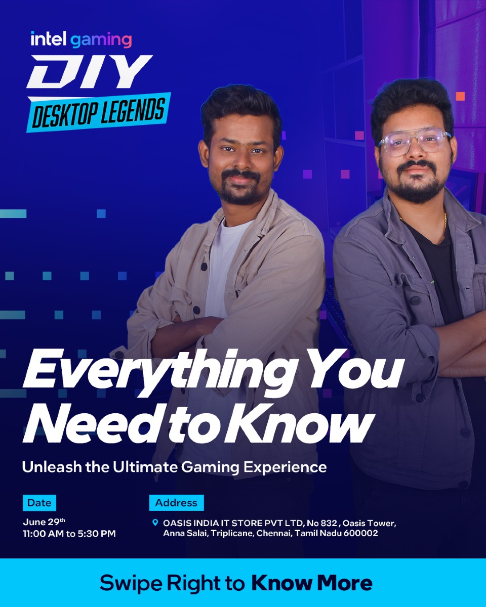 Instagram post by @tamil_gaming for Intel. Caption reads: Chennai, the energy’s building - and we’re just....