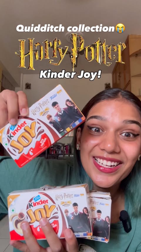 Instagram post by @hey_himaaa for Kinder. Caption reads: [...] HARRY 😭✨ This Harry Potter Quidditch Kinder....