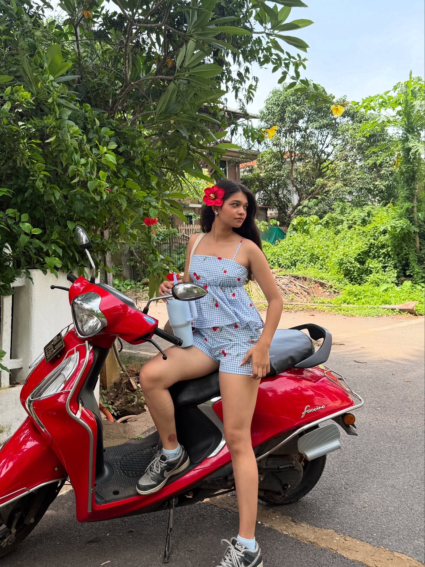 Instagram post by @rittikaa_ for Savana. Caption reads: we were twining 🛵🌺🫧.