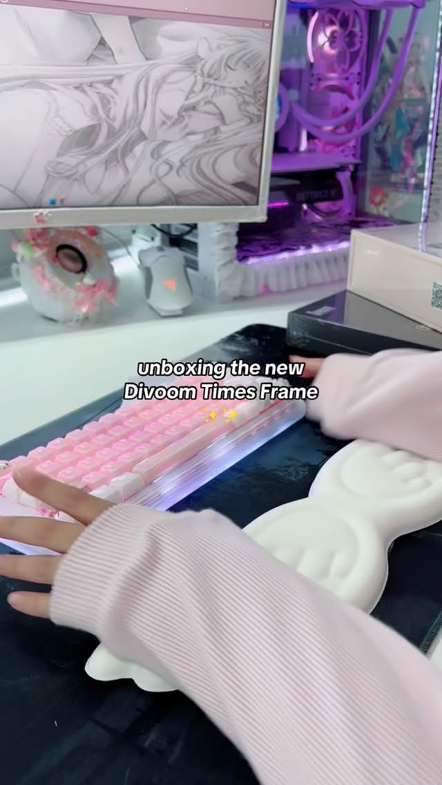 Instagram post by @nintendo.grl for Divoom. Caption reads: [...] 💫✨ little unboxing vid of the new....