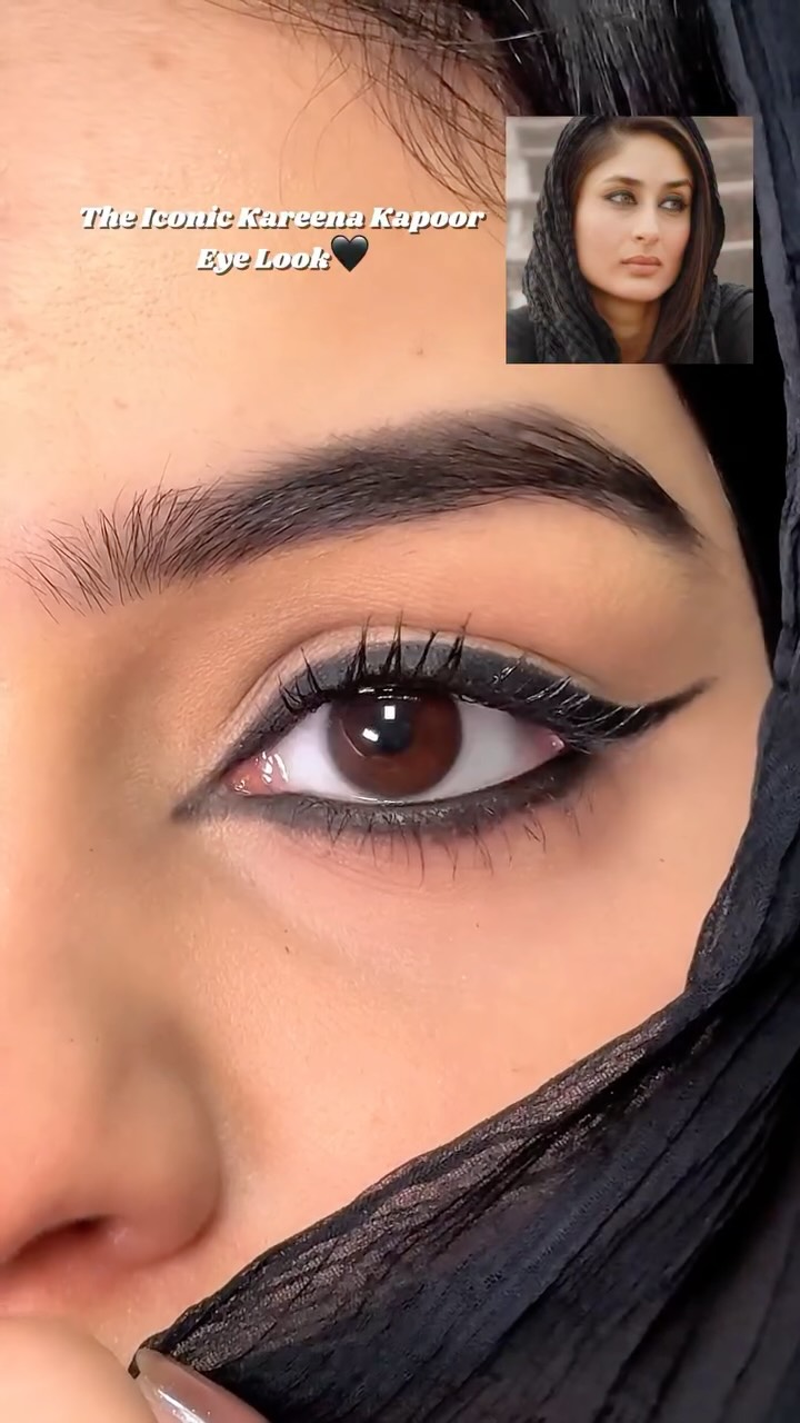 Instagram post by @samiksha.seekary for Staze Beauty. Caption reads: Kareena Kapoor signature eye makeup🖤
Created this....