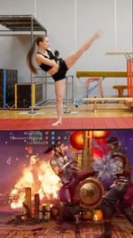 Instagram post by @sofiadoingstunt for Mortal Kombat. Caption reads: Li Mei pulled out all the moves in @mortalkombat 1....