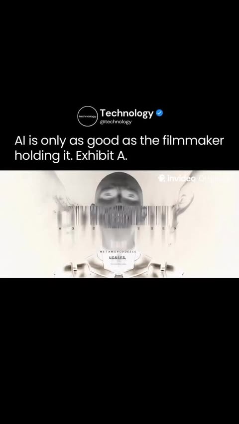 Instagram post by @technology for invideo. Caption reads: Made with @invideo.io Agent One and created by....