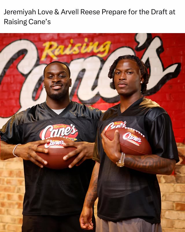 Instagram post by @nflmemes_ig for Raising Cane's. Caption reads: [...] & #ArvellReese stopped by @RaisingCanes to....
