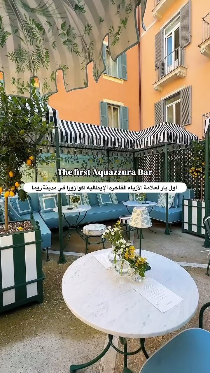 Instagram post by @signorina_rina for AQUAZZURA. Caption reads: [...] of luxury hospitality, The first ever....