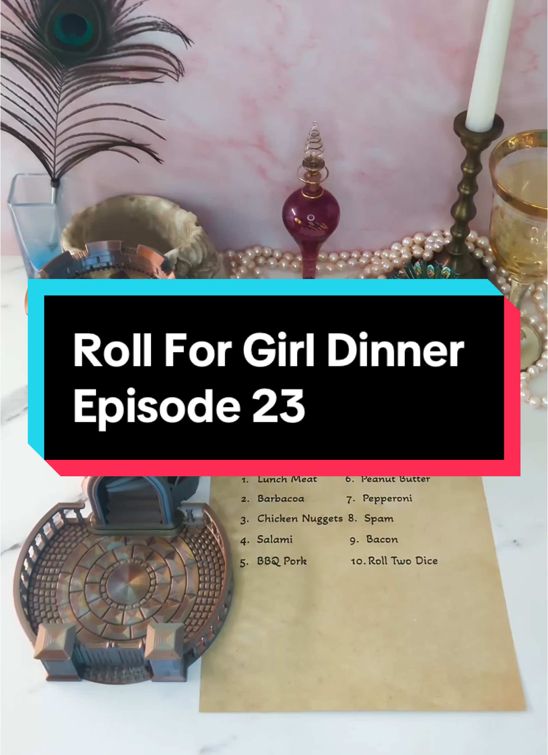 TikTok post by @kendra.forrest for LaCroix Water. Caption reads: Roll For Girl Dinner episode 23, inspired by....