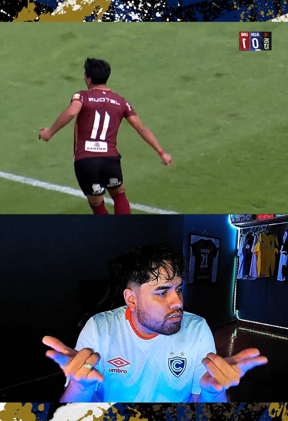 TikTok post by @xavintimo for Umbro. Caption reads: GOL DEL TUNCHE RIVERA | ALIANZA UNIVERSIDAD DE....