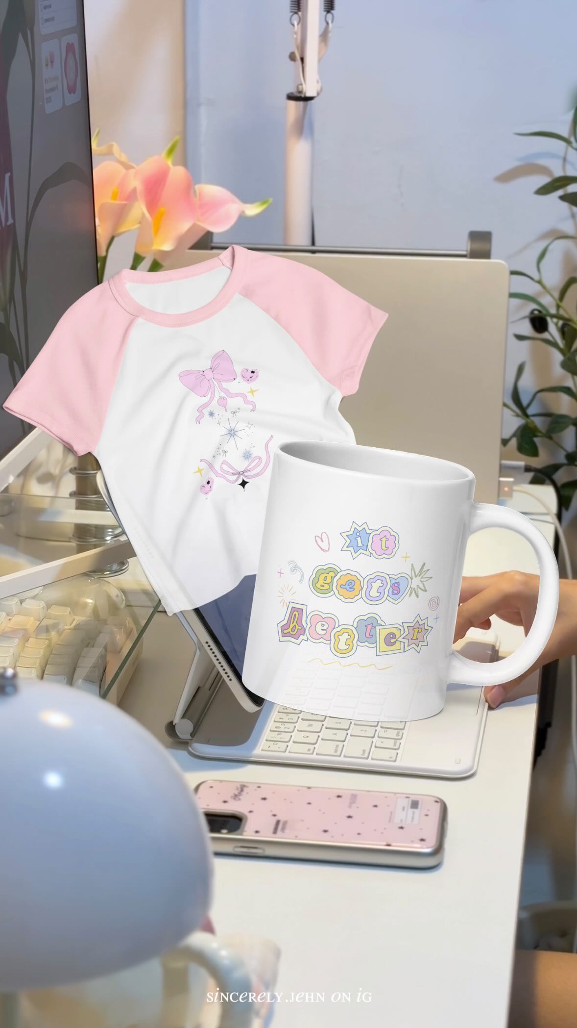 Instagram post by @sincerely.jehn for Printful. Caption reads: Ever notice how fast your money disappears? One....