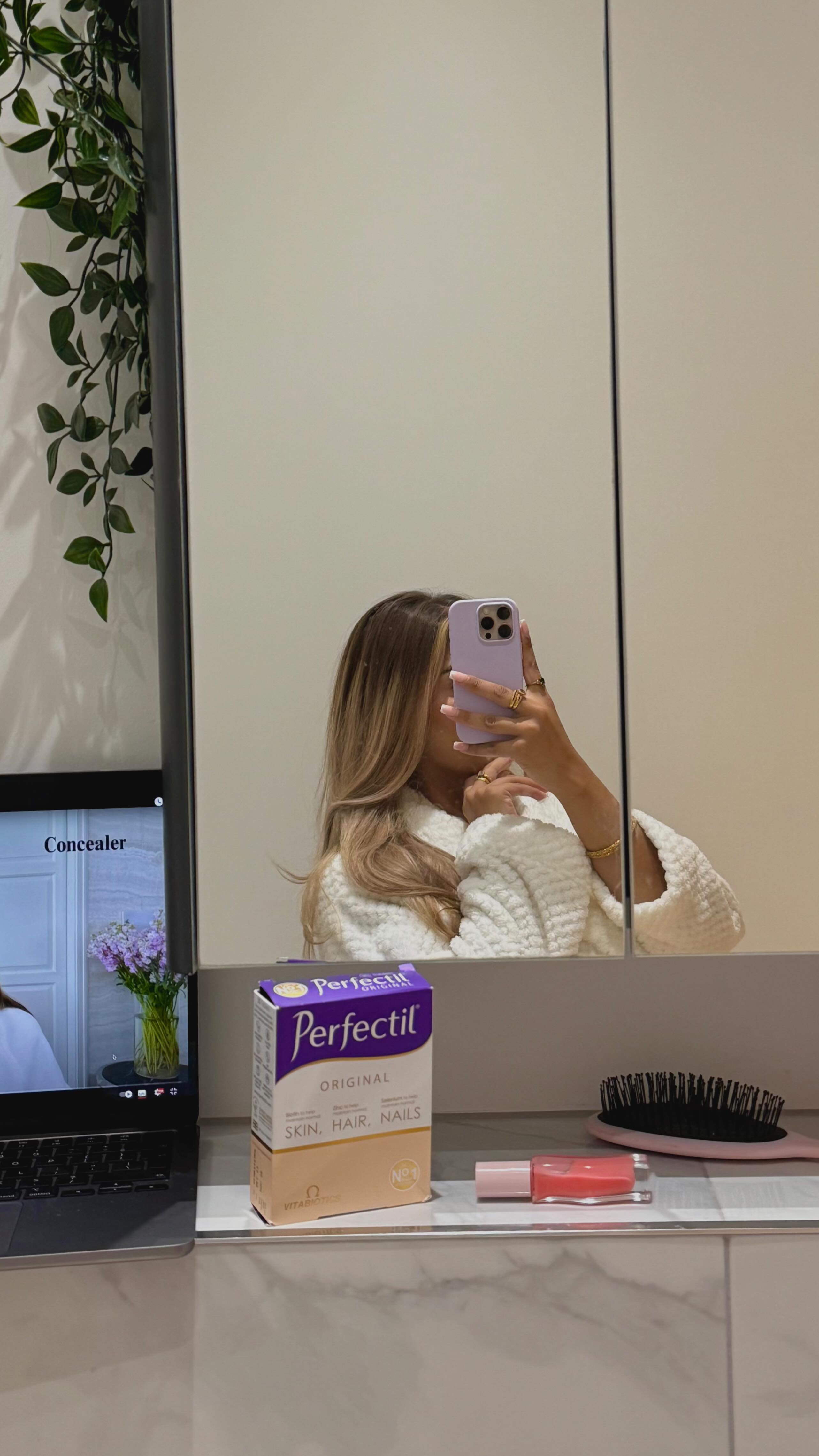 Instagram post by @kayenaatt for Perfectil. Caption reads: [...] started nourishing my body with the....