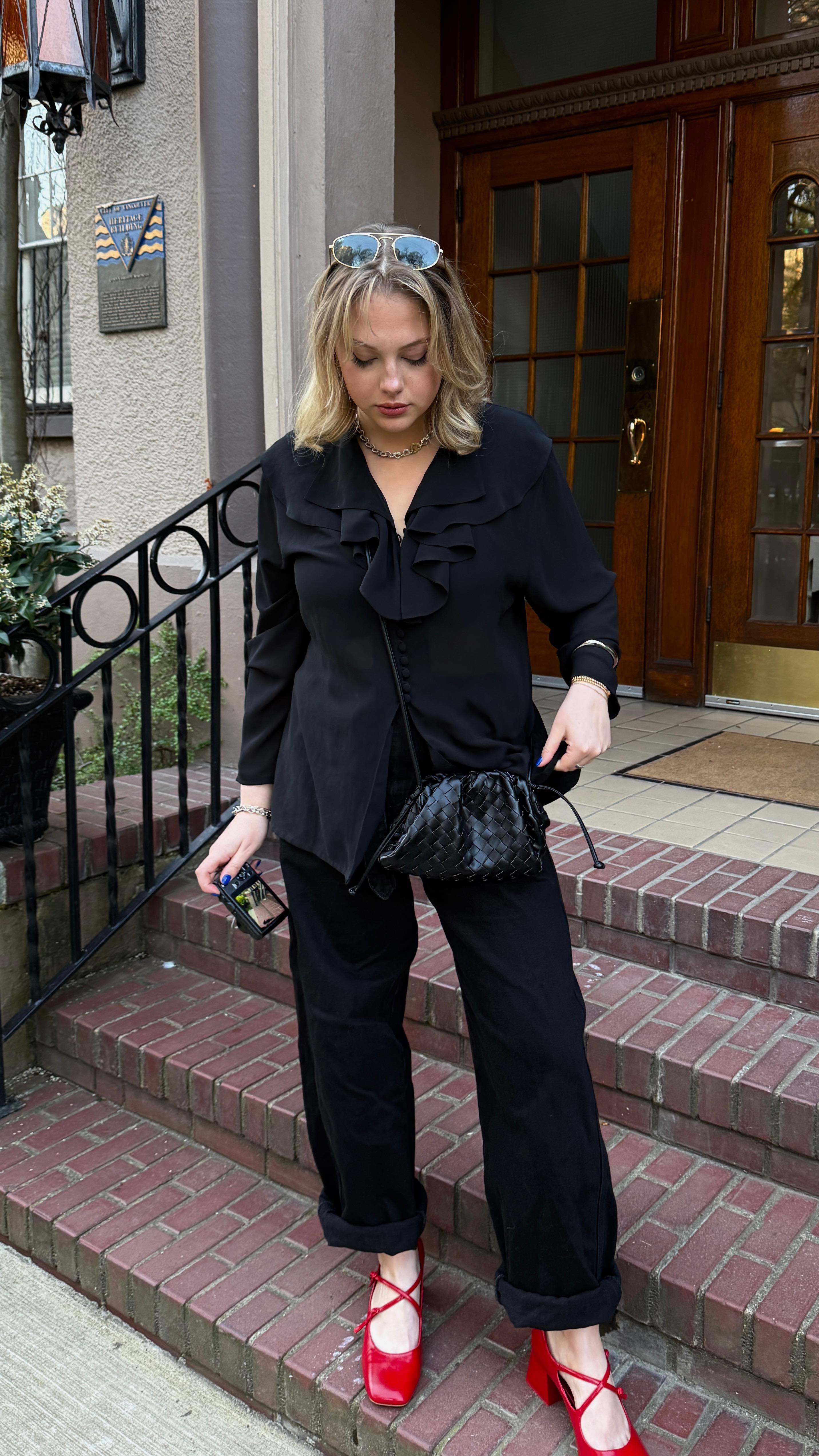 Instagram post by @eemma.e for callitspring. Caption reads: OMW in my @callitspring shoes and bag — always the....