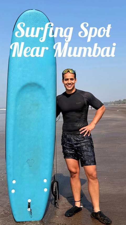 Instagram post by @digvijaylifestyle for ISDIN. Caption reads: You have to try this surfing spot near Mumbai. You....