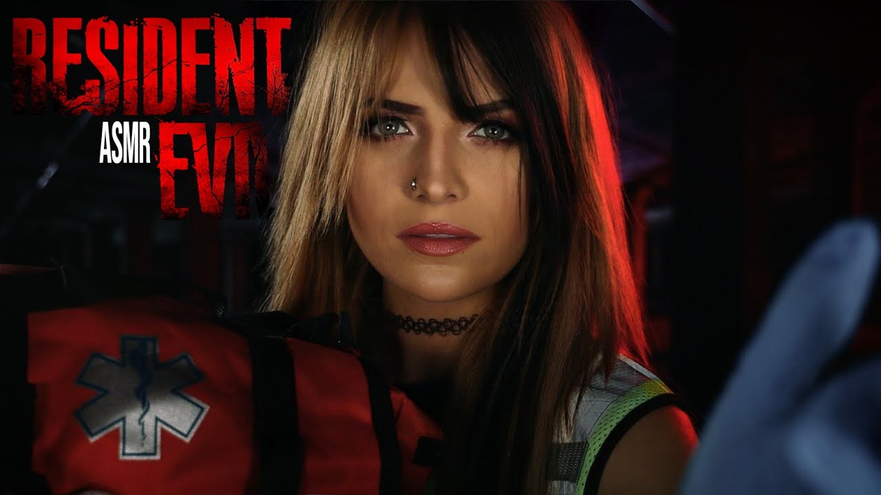 YouTube post by @ASMRShanny for Throne. Caption reads: Resident Evil ASMR | Medical Courier Treats Your....