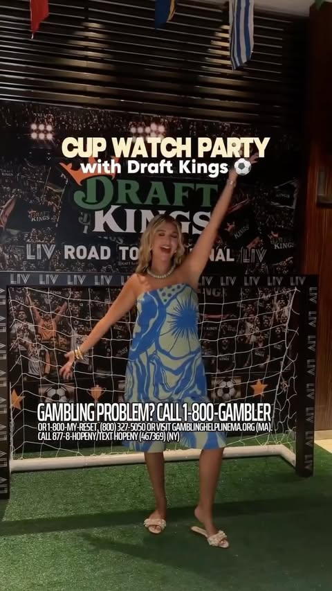 Instagram post by @elizabethelias for DraftKings. Caption reads: The ultimate Cup watch party with @draftkings....