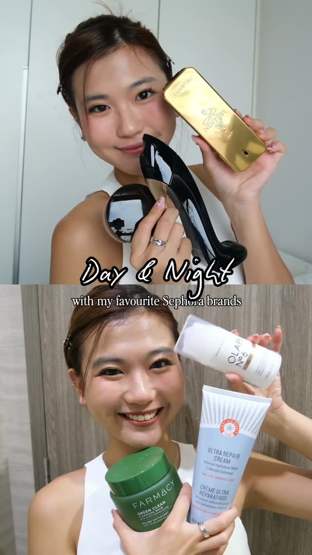 Instagram post by @yuqingleme for First Aid Beauty. Caption reads: Day & night — @sephorasg is always my go-to....