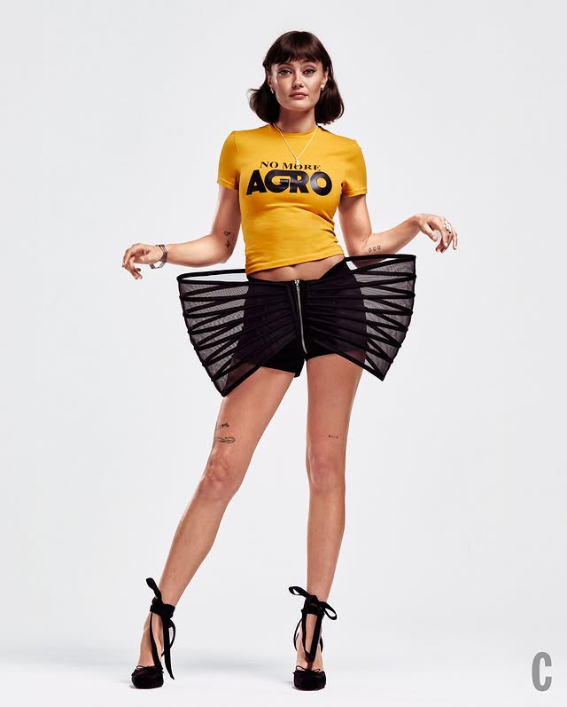 Instagram post by @ella_purnell for Cosmopolitan. Caption reads: Complexity is @ella_purnell's comfort zone. She....