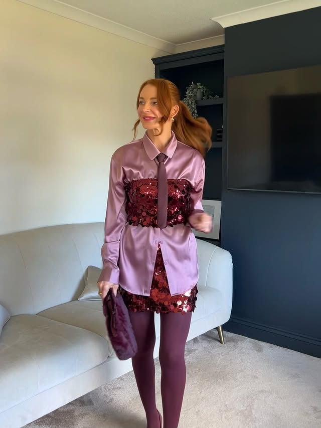 Instagram post by @jackiebakerx for Pink Vanilla. Caption reads: Serving Christmas looks @newlook....