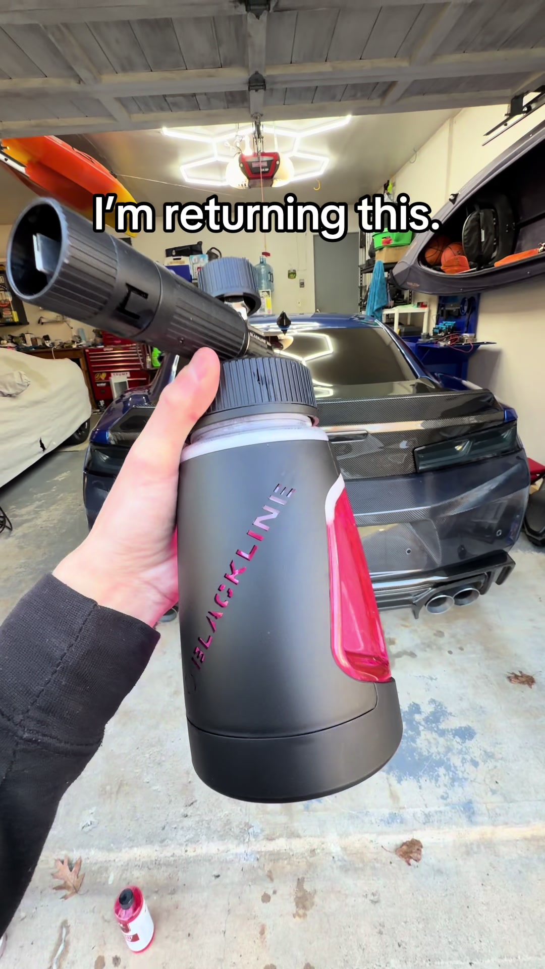 TikTok post by @carbon.ss for Blackline Car Care. Caption reads: The new Ultra foam cannon from @Blackline is....