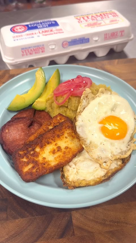 Instagram post by @mydominicanrecipes for Eggland's Best. Caption reads: [...] I grew up loving. I make mine with....
