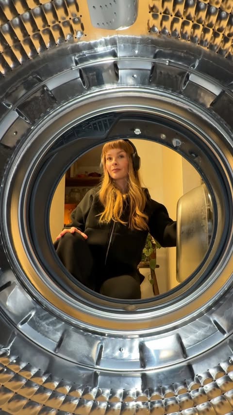Instagram post by @britcunningham_ for Haier. Caption reads: [...] up the entire house 🙈🧺🫧 but with the....