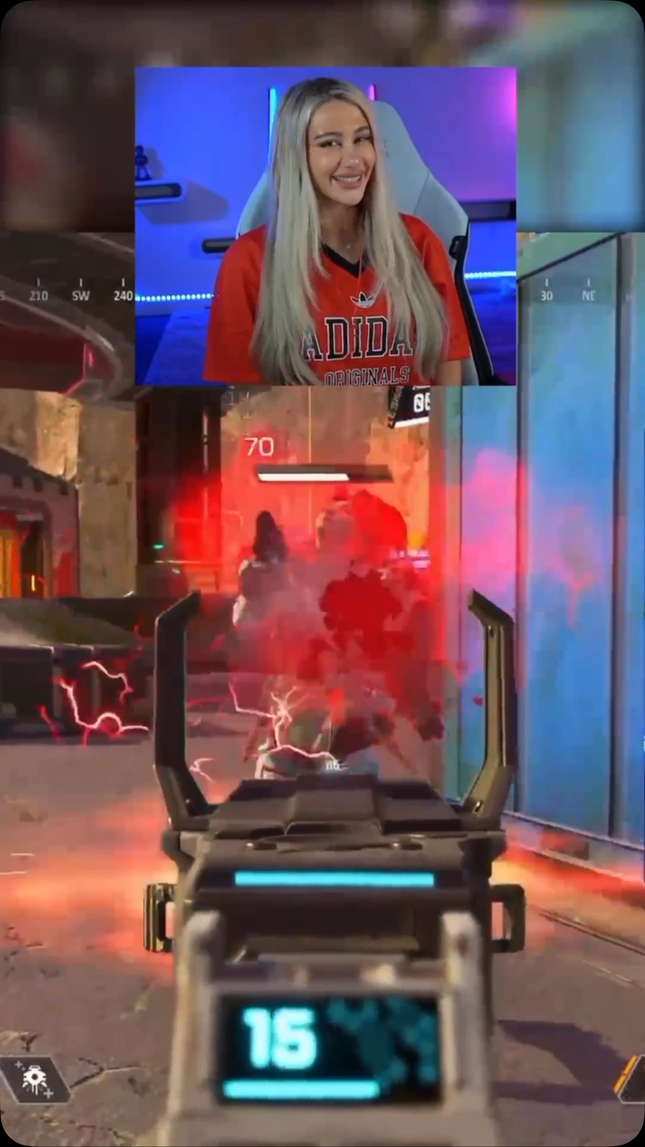 Instagram post by @sophiesnazz for Apex Legends. Caption reads: Chat picked my Loadout right😮‍💨 @playapex #ad.