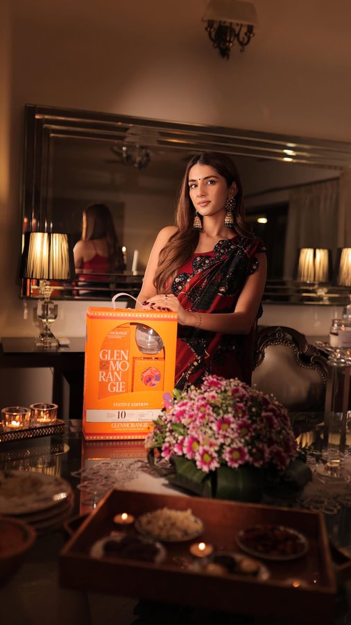 Instagram post by @mehertaluja for GLENMORANGIE. Caption reads: Hosted a super fun Dhol Night at home last week....