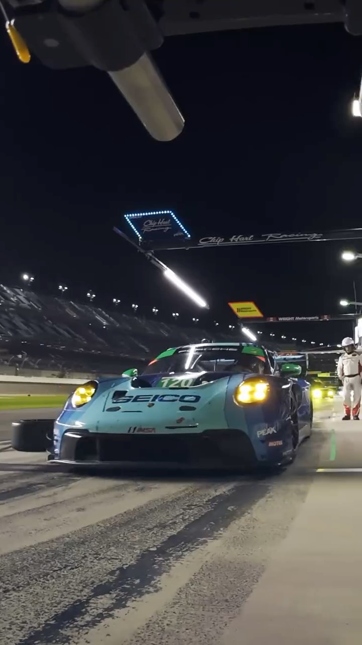 Instagram post by @wrightrac1ng for Porsche. Caption reads: IMSA and Daytona International Speedway kick off....