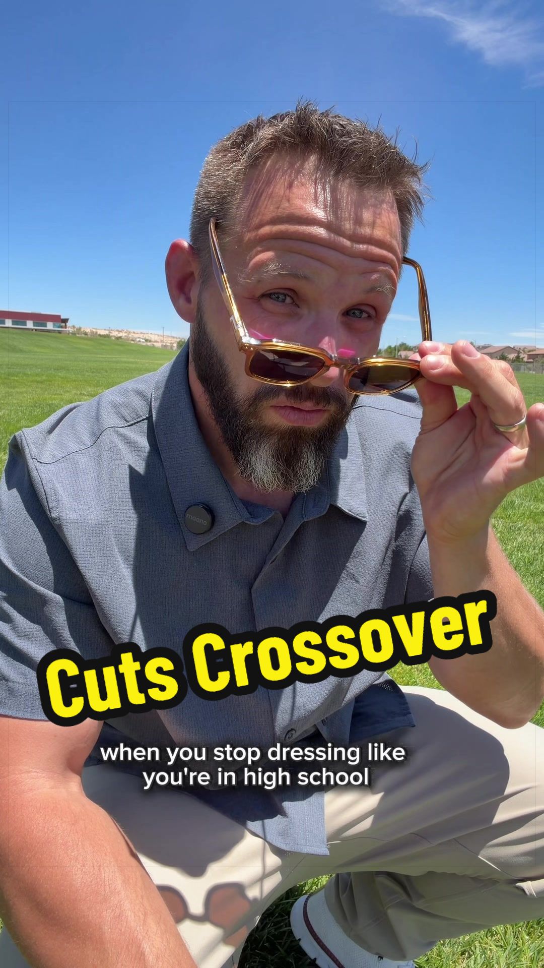 TikTok post by @tylerhennis for Cuts Clothing. Caption reads: @Cuts Clothing crossover button up to elevate your....