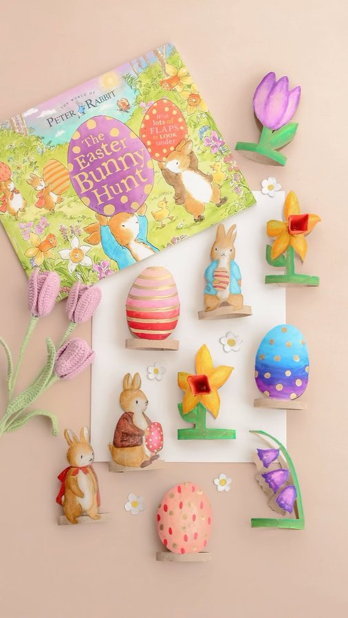 Instagram post by @mummy_and_my_three for Puffin Books. Caption reads: Ad Easter Crafts with Peter Rabbit: The Easter....