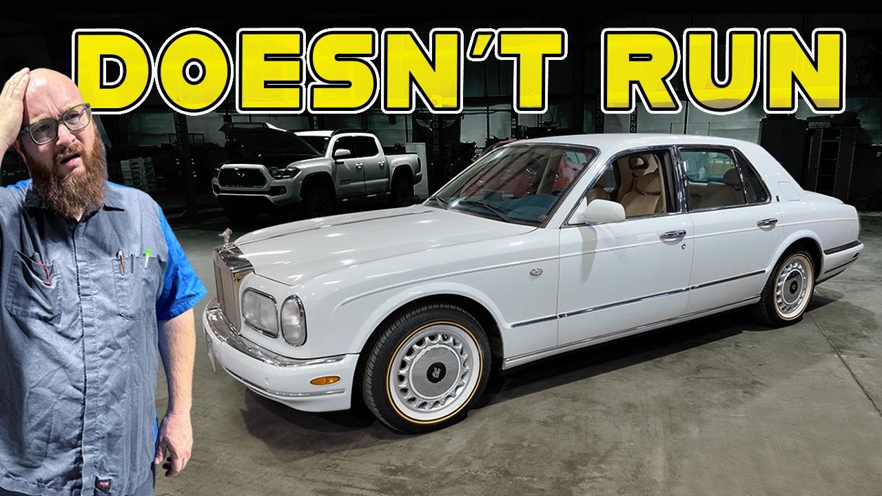 YouTube post by @CarWizard for BendPak. Caption reads: WHY?!? I Bought a DEAD Rolls Royce! Can I Save it?.